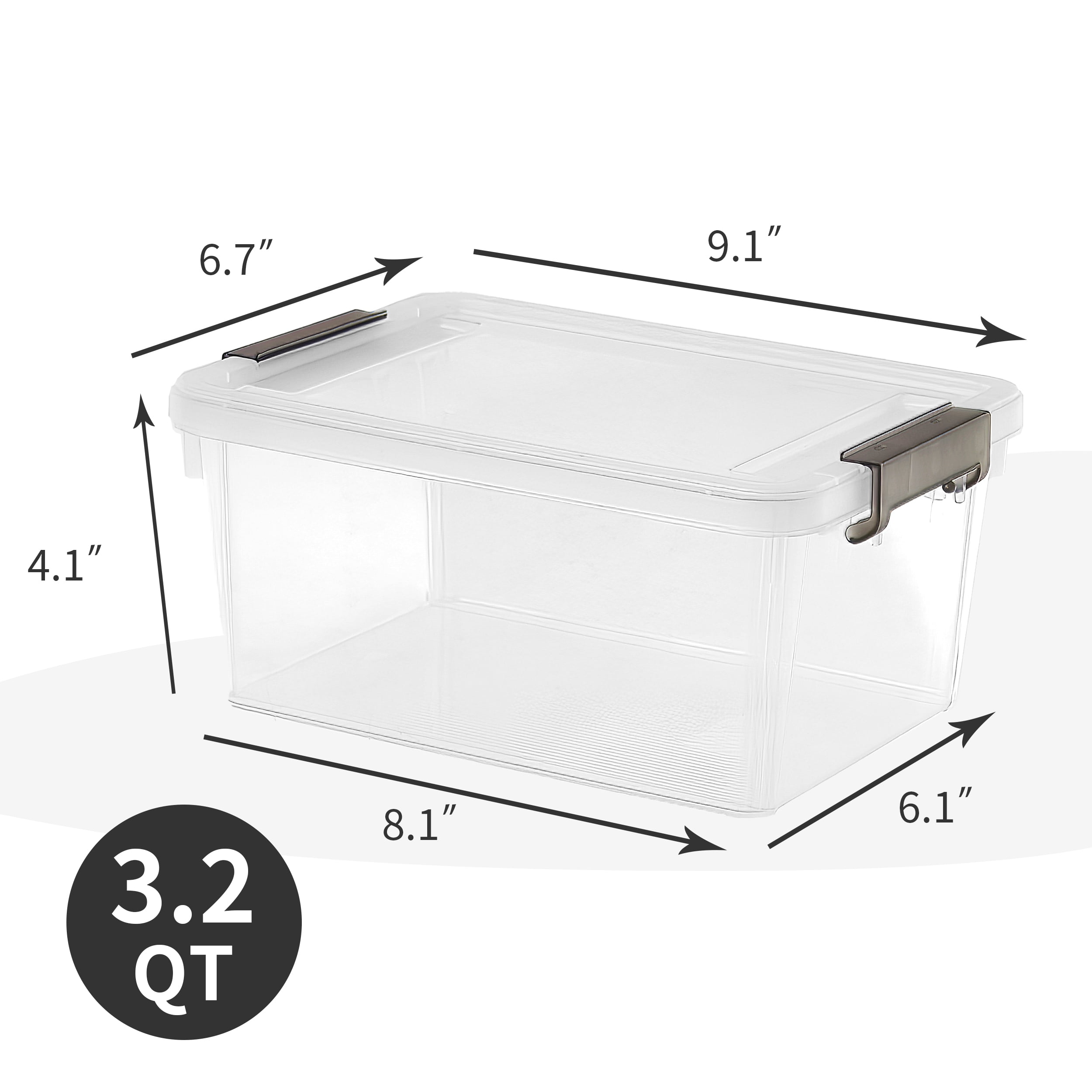 3.2 Qt Small Storage Bin with Lid 6 Packs Clear Plastic Craft Storage Box for Kids