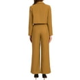 thumbnail image 3 of INSPIRAR CHIC Conjunto de 2 Piezas para Mujeres, Chaqueta Cortada con Solapa de Negocios y Pantalones de Pierna Ancha, Trajes de Trabajo XL Marrón Dorado, 3 of 6