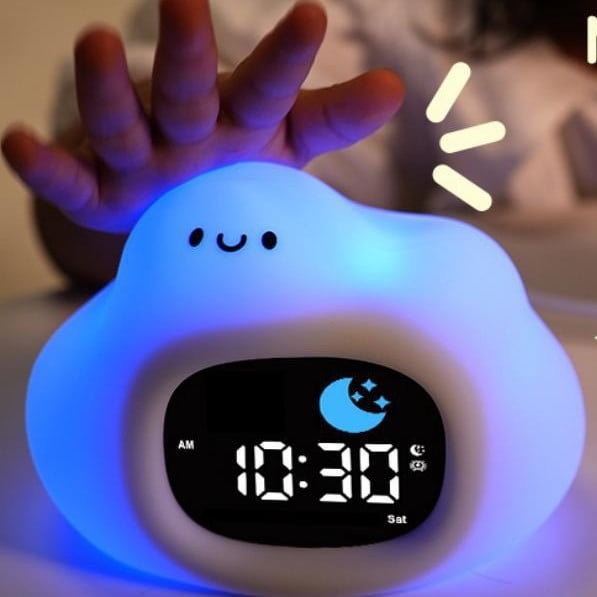 Cloud Alarm Clock with Night Light, USB Rechargeable Sleep Trainer with 6 Music Modes for Bedroom