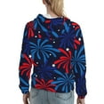 thumbnail image 7 of Fotbe Red White Blue Fireworks Pattern Womens Long Sleeve Hoodie, Pullover Hooded Sweatshirt, Kangaroo Pocket Hoodie with Eye-catching Drawstrings-XX-Large, 7 of 7