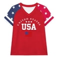 thumbnail image 5 of America 250 Shirts Women's Casual Solid V Neck Short Sleeve Tee Everyday Womens T Shirt Red XL, 5 of 5