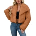 thumbnail image 2 of Women Long Sleeve Warm Fluffy Faux Fur Coat Lapel Open Front Short Winter Outwear, 2 of 5