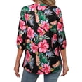 thumbnail image 6 of Nlife Women Floral Blouse for Women Hawaiian 3/4 Sleeve Top Tropical V-Neck Casual Shirt with Button Details, 6 of 7