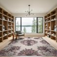 thumbnail image 2 of ODIKA 9'x12' Washable Area Rug Purple Delicate Beige Cluster Ribbon Motif Botanical Border Pink for Master Suite, California King, Under Bed, Non-Shedding, Easy Care, 2 of 7
