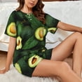 thumbnail image 4 of Daiia Fresh Avocados Pattern Womens Pajama Sets Short Sleeve Pajamas for Women Sets Soft Lounge Sets Casual Round Neck Sleepwear PJS-3X-Large, 4 of 7