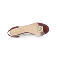 thumbnail image 4 of BLISSFUL STEP Women's Shoes Clear Wedge Heels Rhinestone Peep Toe Slingback Transparent Shoes Burgundy 7, 4 of 7