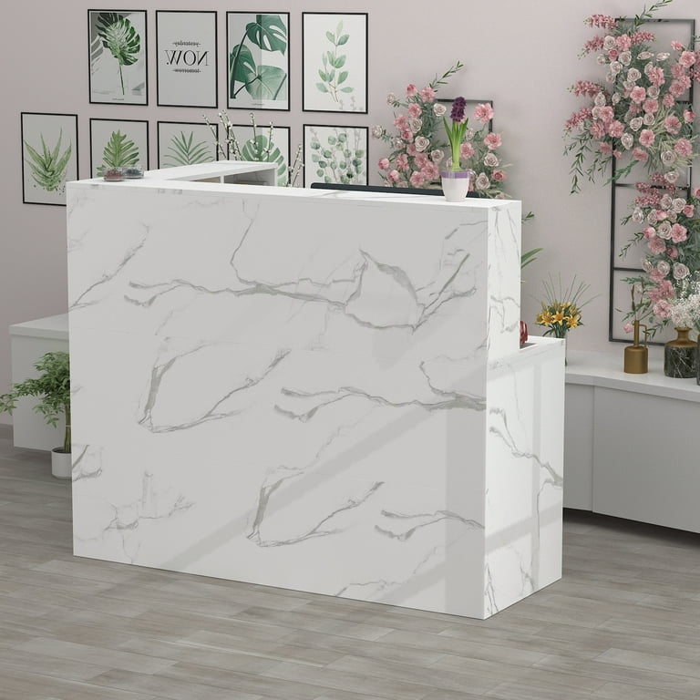 AIEGLE 55.9 Front Desk Reception Desk for Office/Salon with Counter White