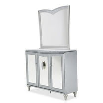 Michael Amini Melrose Plaza Wood & Glass Sideboard w/ Mirror in Dove Gray