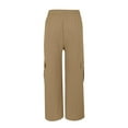 thumbnail image 6 of Hpapadks Womens Casual Pants Straight Leg Elastic Waist Solid Cargo Pant with Pockets Womens Slacks Khaki S, 6 of 7