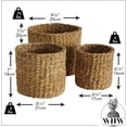 thumbnail image 2 of Wicker Plant Baskets, Round, Chunky Sweater Weave, Set of 3, Natural, 2 of 6
