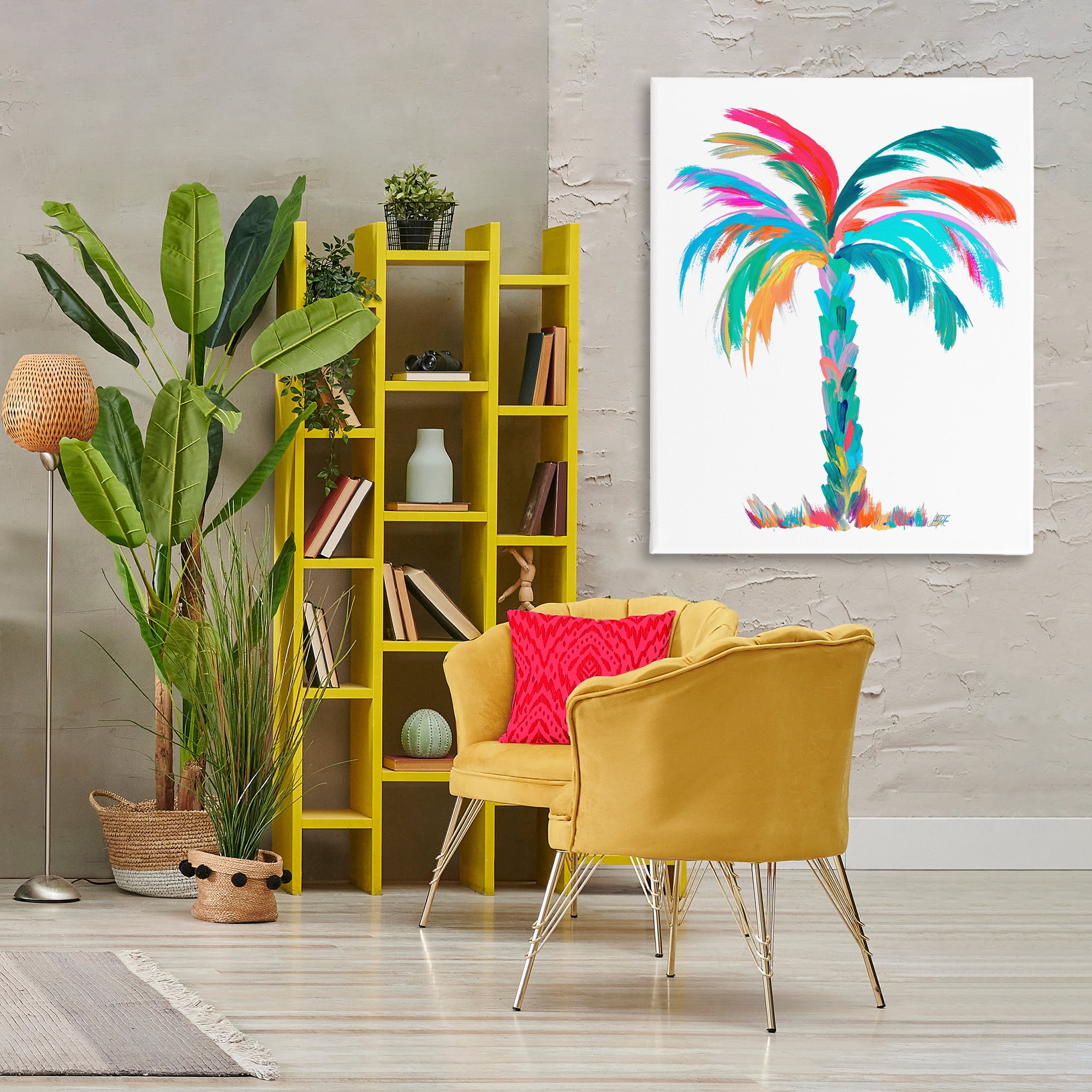 Stupell Industries Vivid Palm Tree Botanical & Floral Painting Gallery Wrapped Canvas Art Print Wall Art, 36 x 48