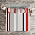 thumbnail image 3 of Ambesonne Vintage Quilted Bedspread Set 3 Pcs, Retro Abstract Lines, King Size, Vermilion and Pale Grey, 3 of 3