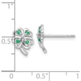 thumbnail image 4 of Sterling Silver Rh-Plated Emerald Four Leaf Clover Post Earrings (Width 7.8) (Length 10.1) - Jbsp, 4 of 5