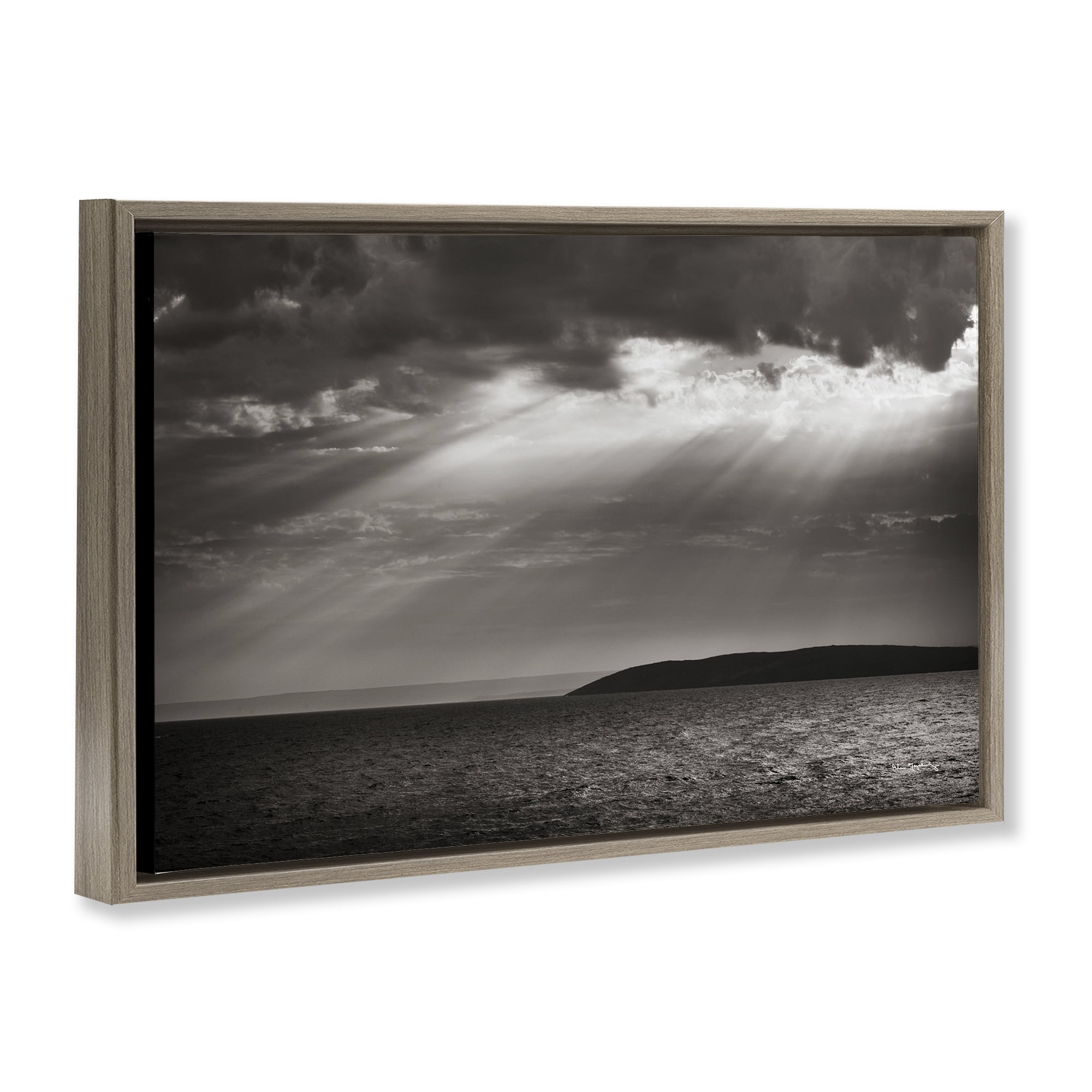 Stupell Industries Portugal Sea Cove Landscape & Nature Photography Brown Floater Framed Canvas Art Print Wall Art, 25 x 17