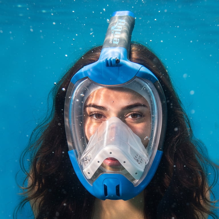 Dolfino Full Face Snorkel Mask, Blue, L/XL, Ages 12+ photo 2