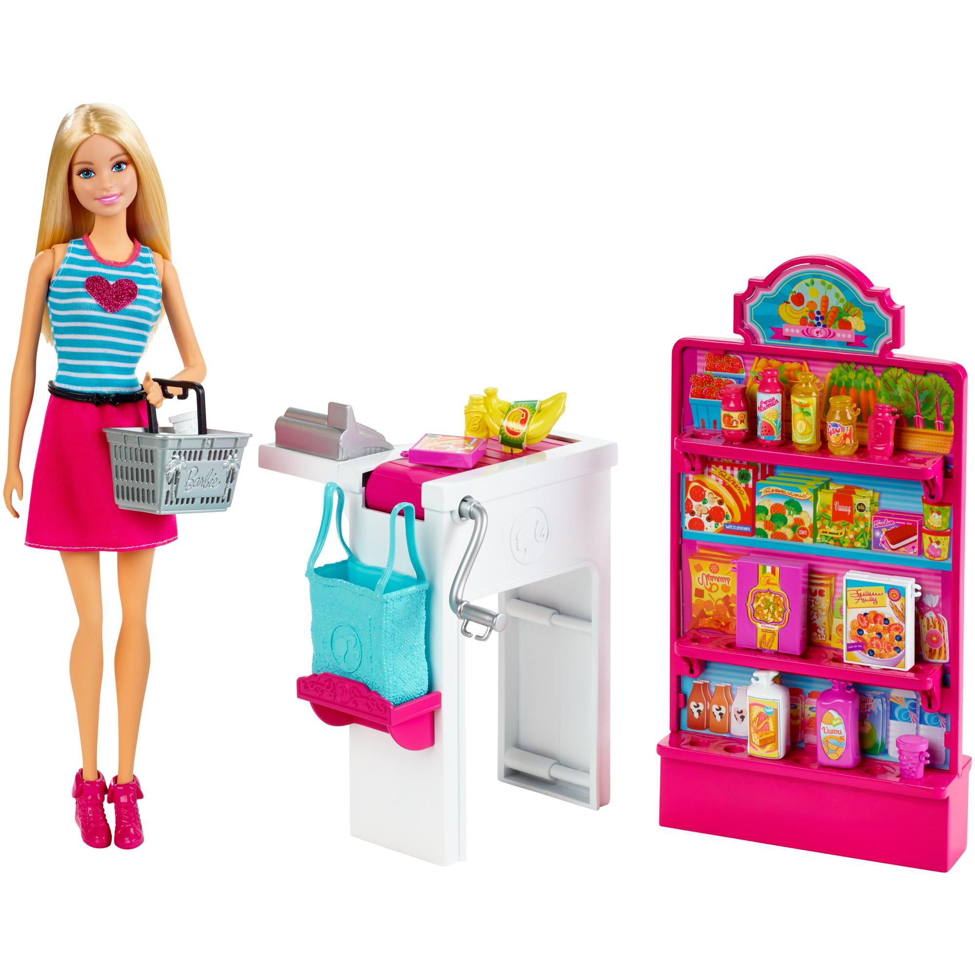 Игрушки набор куклы. Набор Barbie продуктовый магазин Малибу, 29 см, ckp77. Barbie Malibu набор. Куклы Барби плейсет. Игровой набор Barbie продуктовая Лавка.