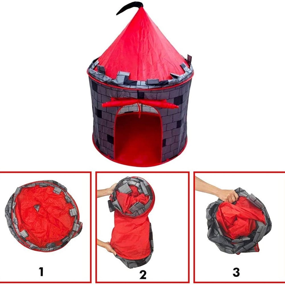 Kadyn Playhouse Castle Pop Up Tent, Outdoor Indoor Big Tent with Ocean Ball, Portable Children's Play Tent for Indoor and Outdoor, Red Kadyn Playhouse Castle Pop Up Tent, Outdoor Indoor Big Tent with Ocean Ball, Portable Children's Play Tent for Indoor and Outdoor, Red
