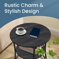 thumbnail image 3 of LEDREM Modern 2 Tier Round Accent Table, Reinforced Metal Frame Nightstand, Compact Circular Side Table with Storage, Space Saving, 66lb Capacity, Easy Assembly, Gray and Black, 3 of 5