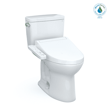 TOTO® Drake® WASHLET®  Two-Piece Elongated 1.28 GPF Universal Height TORNADO FLUSH® Toilet with C2 Bidet Seat, 10 Inch Rough-In, Cotton White - MW7763074CEFG.10#01
