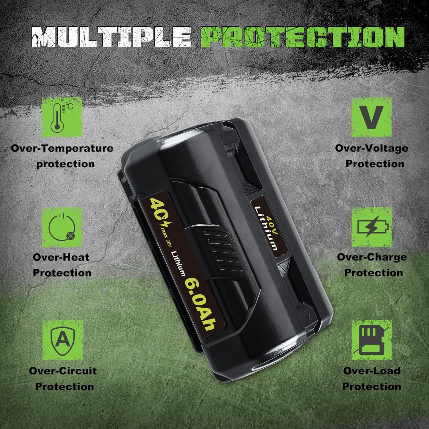 6.0Ah OP4040 Replacement for Ryobi 40V Battery Compatible with Ryobi Battery OP4040 OP40401 OP4026 OP40261 OP4050 OP40201 OP40601 40V Cordless Tools