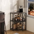 thumbnail image 4 of Costway Corner Printer Stand with Charging Station Adjustable Metal Mesh Shelf Brown, 4 of 11