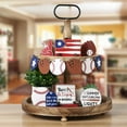 thumbnail image 4 of Home decorations, Living Room decor, Baseball Display, Tiered Tray decor, Summer Seasonal Accents, Patriotic Themed, Red White Blue, 1 Set, Wooden, 4 of 5
