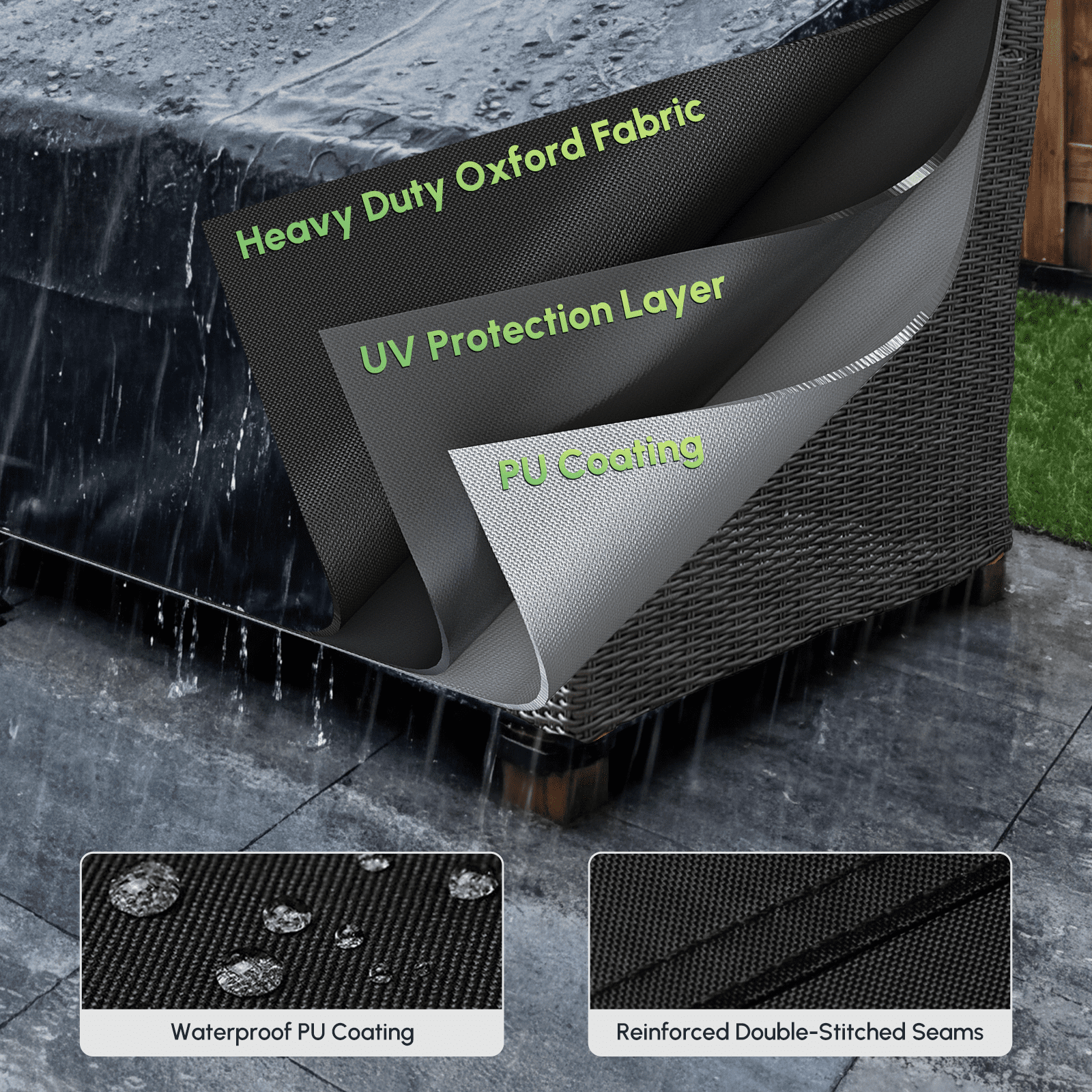 MR. COVER 3-Seater Outdoor Couch Cover Waterproof, Heavy Duty Patio Furniture Cover for Sofa, Heavy Duty Patio Sofa Cover with Air Vent, Anti-UV, 88"W x 40"D x 35"H, Black