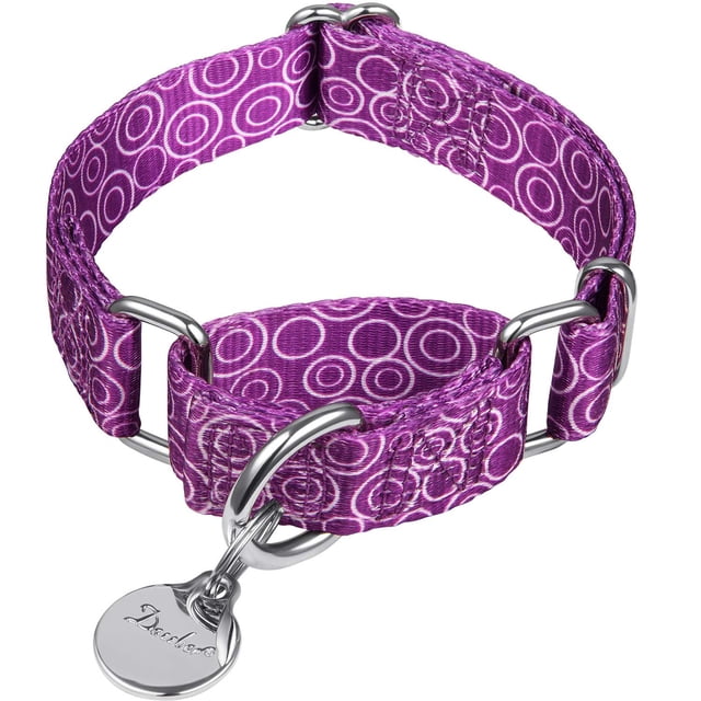 Dazzber Collier pour Chiot Collier Martingale pour Chien - Collier Anti-Fuite Sans Traction, Robuste pour Petits Chiens, Réglable de 10 Pouces à 15 Pouces, Violet Clair - C.R.C