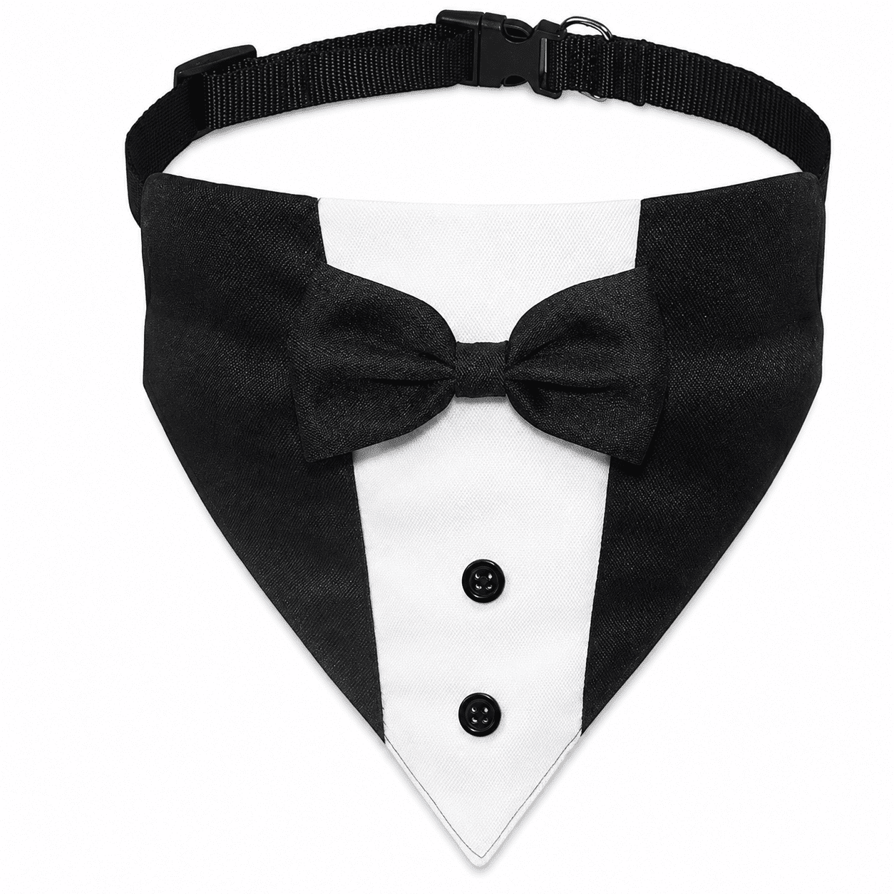 Large Dog Tuxedo Bandana Collar with Bow Tie Adjustable Formal Wedding Pet Collar Neck 15-25 in
