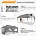 thumbnail image 4 of HOTEEL 10x20 Pop up Canopy Tent, Waterproof Commercial Tent with 6 Removable Sidewalls, Outdoor Sun Shelter Gazebo for Parties, Wedding, Camping, Courtyard ,Gray, 4 of 8