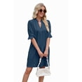 thumbnail image 3 of Summer Dresses for Women V Neck Short Sleeve Casual Shift Dress Dark Blue XXL, 3 of 9