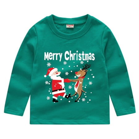 

RPVATI Baby Boys Girls Christmas Graphic T-Shirt Toddler Crewneck Long Sleeve Shirt 1-5Y