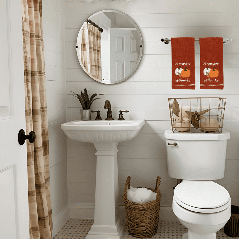 Serafina Home Fall Hand Towel Bathroom Towels Set of Rust Orange