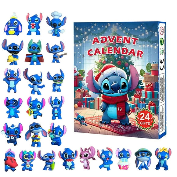 KANY Calendrier de l'Avent Halloween Noël Compte à Rebours 2024 Jouets Surprise Mignons Stitch 24 Pcs, Cadeaux à Thème Halloween Noël Boîtes Mystères Cadeaux Aléatoires pour Enfants