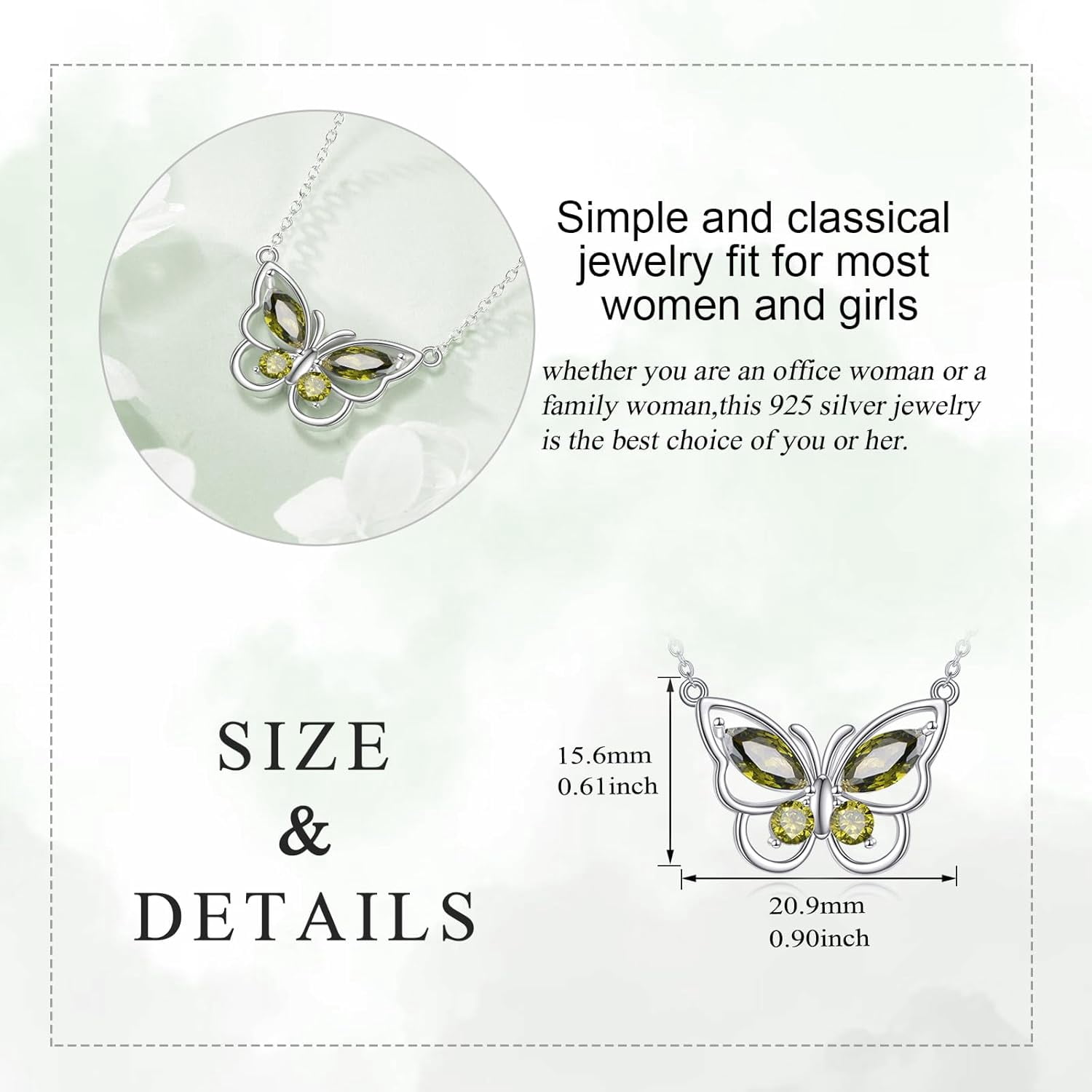 Butterfly Necklace for Women 925 Sterling Silver Crystal Butterfly Pendant Birthstone Amethyst Jewelry Gift