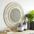 thumbnail image 2 of DecMode 36" x 36" Cream Handmade Stick Starburst Wall Mirror with Wrapped Rattan, 2 of 11