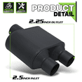 thumbnail image 3 of Magshion Black 2.5" Inlet 2.25" Outlet Stainless Steel Dual Chambered Exhaust Muffler Straight-Through Round Tip, 3 of 10