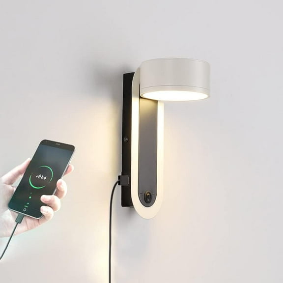 LED Swing Wall Sconce Bedside Wall Lamp with USB Charging Port, Adjustable Bed Wall Mount Reading Light, Headboard Lamps Indoor Wall Wash Lights for Living Room Bedroom, Night Light Wall Decor