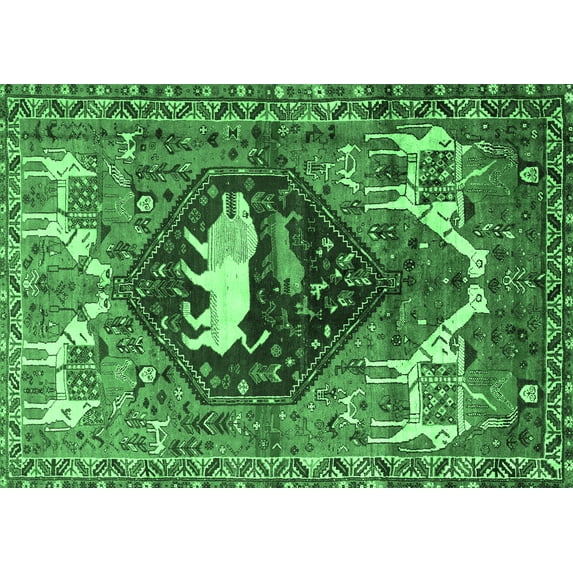 Ahgly Company Indoor Rectangle Persian Emerald Green Traditional Area Rugs, 7' x 9'