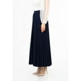 thumbnail image 2 of Navy Pleated Maxi Skirt Elastic Waist Band Ankle Length Skirt, 2 of 6