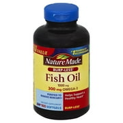 Nature Made Fish Oil 2000mg Burp-less Softgels, 160 Count, Omega 3 Supplement For Heart Health