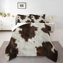 Manfei Brown Cow Hide Bedding Comforter Set,Farm Cowhide Twin Comforter Sets,Rustic Farmhouse Cabin Bedding Set For Men Women,Ultra Soft Home Decor,2 Pieces