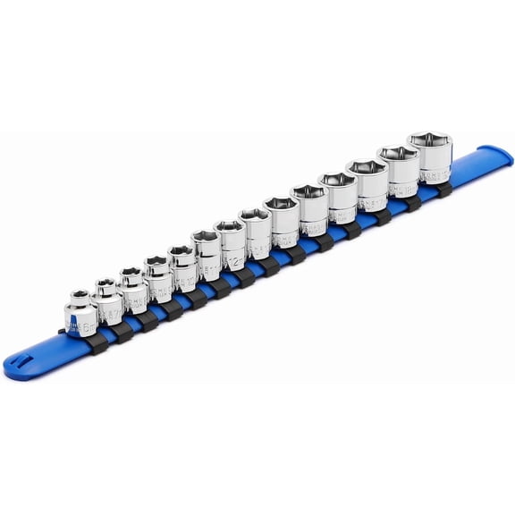 CASOMAN 14 Piece 3/8" Drive 6 Point Stubby Socket Set, Metric, Mirror Chrome Finish, 6,7,8,9,10,11,12,13,14,15,16,17,18,19mm
