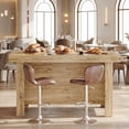 thumbnail image 4 of Fnova 55" 3-Tier Kitchen Island with Storage Shelf, Farmhouse Wooden Stationary Island Table with Large Worktop for Kitchen, Light Brown, 4 of 11