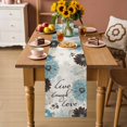 thumbnail image 2 of Turquoise Brown Spring Floral Cotton Linen Rectangle Table Runners 13"x60", Vintage Summerbotanical Coffee Table Runner Dresser Scarves Luxury Table Runners for Wedding Party Banquet Dinner Decor, 2 of 8