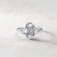 thumbnail image 5 of Womens Adjustable Silver Clover Open Ring: Electroplated, Personalized with Letters, Numbers, or Text, Exhibits a Unique Personality Style, 5 of 8