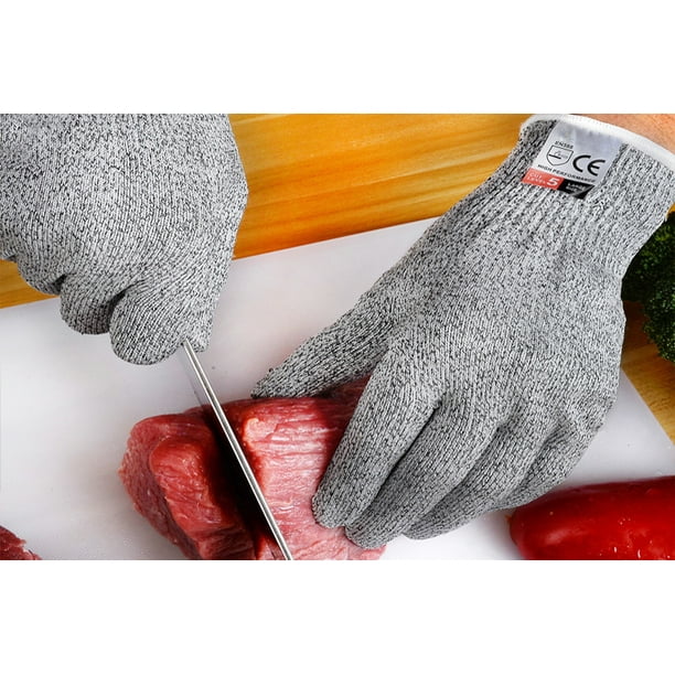 Gants résistants aux coupures de sécurité (1 paire) Protection de niveau 5  de qualité alimentaire, gants de coupe de sécurité pour la cuisine, le  tranchage de mandoline, le filet de poisson, l'écaillage