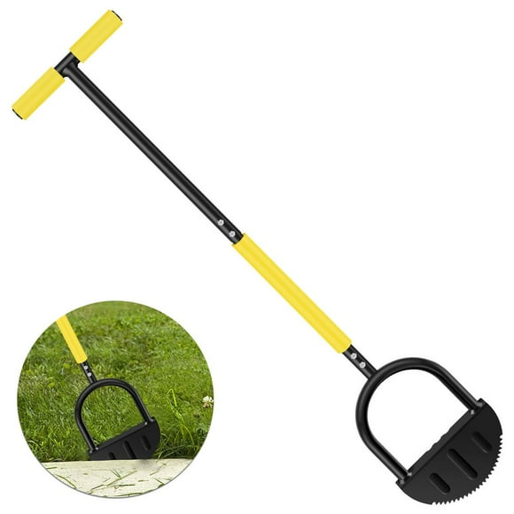 AMERTEER Garden Edger Tool Half Moon Saw-Tooth Lawn Tool Hand Edger Ergonomic Manual Lawn Step Edger with Long Handle Landscaping Edging Tool for Sidewalk Driveway Flower Beds