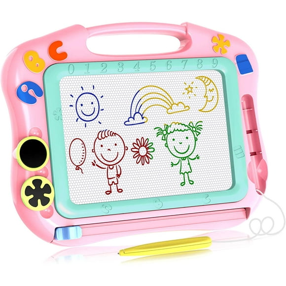 Magna Drawing Doodle Board Present for 1 2 3 4 Year Old Girl,Magnetic Drawing Board Gift for 2 3 4 Year Old Girl Toy for 2 3 4 Year Old Girls Small Toys for Travel， 30*23*2cm, Pink