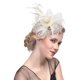 thumbnail image 1 of Pinza de pelo TUNC de malla de flores de plumas Beige accesorios para el cabello de boda, 1 of 5